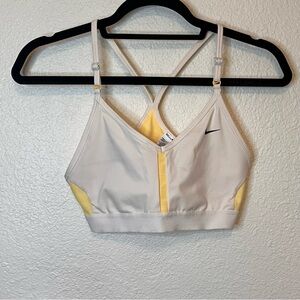 Nike White and Yellow Performance Sports Bra Razorback Dri-Fit Size Medium